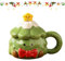 Weihnachten Deko 3D Tasse Weihnachten, Weihnachtstasse aus Keramik, Weihnachtsdeko Kaffeebecher Weihnachten Tasse mit Deckel und Löffel, Weihnachtsbecher Porzellan für Geschenk (Weihnachtsbaum Grün)