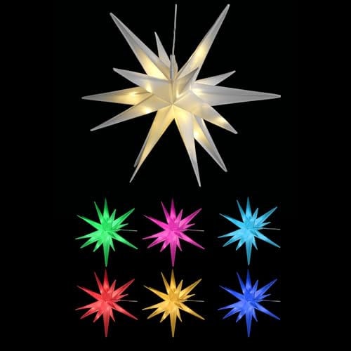 3D LED Stern zum Hängen Weihnachtsbeleuchtung mit Timer und Farbwechsel Weihnachtsstern DIA 57cm Außen IP44