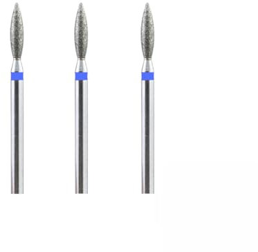 Natury Nails Set 3 Fresas de Diamante tipo llama para Torno de uñas de 2.3mm Broca Manicura Rusa, Cutícula (Grano Medio)