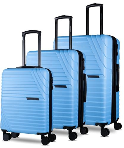 Cocoono Kofferset – 3-teiliges Koffer Hartschale Set aus ABS mit TSA Schloss, 4 Doppelrollen, Dehnfalte, 360° drehbar, leicht & robust – Reisekoffer mit Rollen Set in Größe M, L, XL (blau)