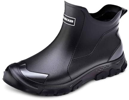 Uomini Moda Monocolore Basso Stivali Di Gomma All'aperto Impermeabile Per Le Escursioni Atmosfera Pioggia Scarpe Da All'aperto Scarpe Da Pioggia Abbigliamento Da Uomo Uso quotidiano, Nero , 48 EU