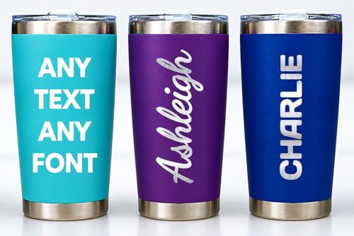 Personalised Travel Mug 500ml – Custom Engraved Tumbler, Insulated Coffee Cup Gift for Him or Her, Teacher Gift, Sports Team Mug (Purple)