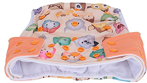 OVAQUIXI Waschbare Windel, Wiederverwendbare, Bedruckte Windel mit Mehrstufiger Anpassung für Babys, Ideal für Babys von 6 Monaten Bis 3 Jahren (Karikatur)