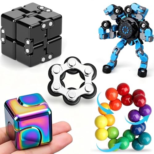 Fidget Spinner Pad Controller Infinity Cube Roller Chain Toy Pack for Adults, Magnet Stone Ball Metal Hand Spinners Toys Cool EDC Gadget Stress Relief Birthday Stuffer Gift Party Favor