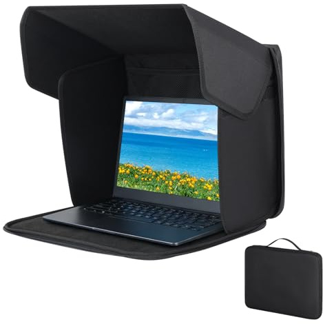 Pare-Soleil Universel pour Ordinateur Portable 12-16 Pouces | Cache-Écran Rabattable 2-en-1 avec Housse, Anti-Reflet et Filtre de Confidentialité pour Travail en Extérieur