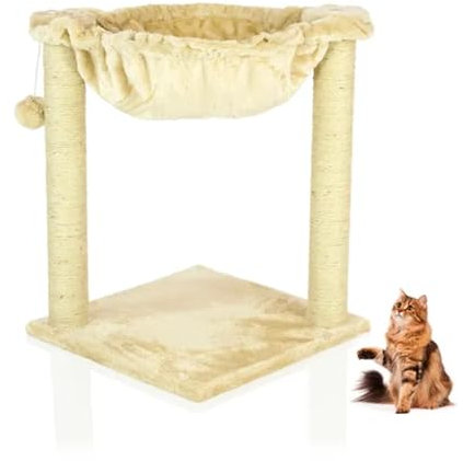 COZY PET Deluxe Cat Tree with Large Hammock Scratcher Activity Centre Scratching Post Kitten Heavy Duty Sisal Cat Trees in Beige CT12-Beige.