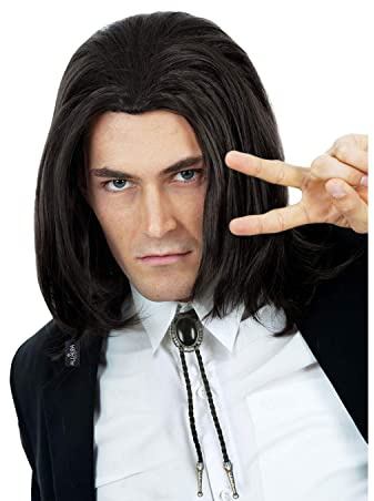 ALLAURA Compatible with John Hitman Wig – Black Hitman Wig for Men, Tieable into Ponytail – Assassin, Keanu, Vincent Vega, Farquaad, Vampire Cosplay – 90s Action Movie Halloween Costume Hairpiece