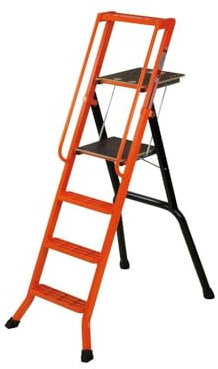 MONDELIN - Escabeau Aluminium Pro 90cm – Échelle Pliable avec 3 Marches et Plateforme | avec Main Courante - Charge Max. 150 kg