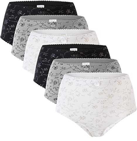 Celodoro Damen Taillenslip (6er Pack) Microfaser-Slip mit Blümchen-Muster - Classic Mix XXL (52-54)