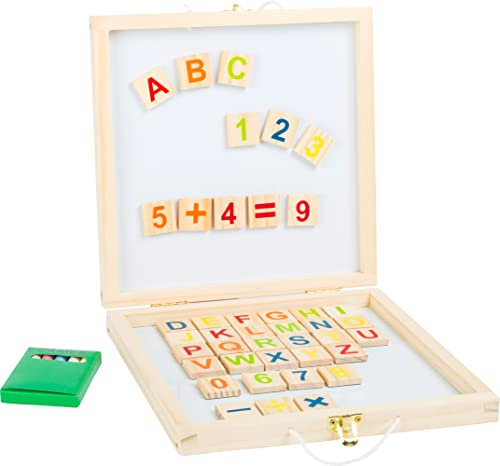 small foot Tafelbox aus Holz mit Magnetbuchstaben und-Zahlen, 2-in-1 Magnet-und Kreidetafel, ab 6 Jahren, 11085