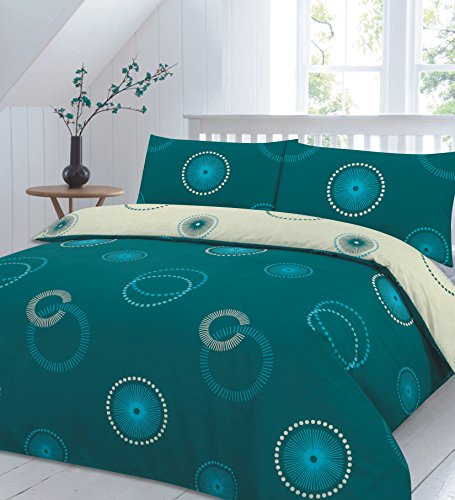 EHD Eden Circles Printed Design Luxurious Duvet Cover Sets Quilt Cover Sets Reversible Bedding Sets NZ (Teal, Super King)