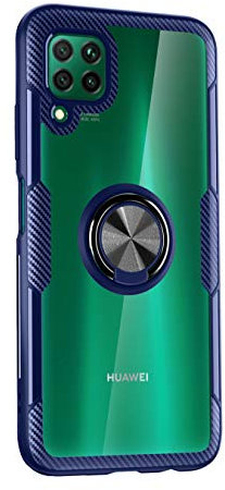 SORAKA Cover Trasparente per Huawei P40 Lite 4G con Supporto anello,Cover Acrilico trasparente Custodia Huawei P40 Lite 4G con piastra metallica per Supporto Auto Smartphone Magnetico