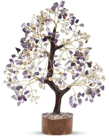 PYOR Citrin & Amethyst Bonsai baum Edelstein Kristall Reinigung Feng Shui Spirituelles Geschenk Chakra Balancing Aura Kristall Wohlstand Steine Reichtum Wohlstand