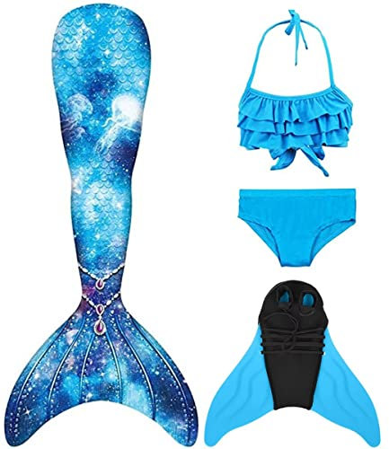 shepretty Meerjungfrauenschwanz zum Schwimmen für Kinder mit Meerjungfrau Flosse，lanjcka15,130
