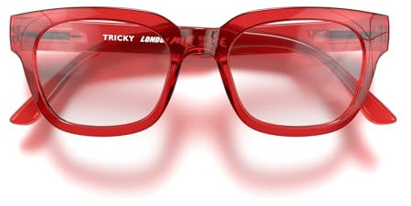 LONDON MOLE Tricky Lesebrille | Rechteckige, Coole und Stilvolle Brille | Herren Damen Unisex | Federscharniere | Transparentes Rot | + 2,5 Vergrößerung