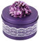 TOSSPER Round Shape Tinplate Cookie Tins, Candies Biscuits Boxes with Flower Knot Ribbon Lace Wedding Christmas Party Decor (purple)
