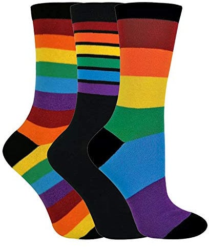 Sock Snob Kids Striped Rainbow Socks | Colourful Novelty Striped Design for Boys & Girls 3 Pair Multipack (12-3, Rainbow)
