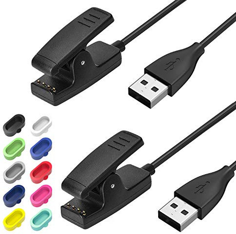 Charger for Garmin Forerunner 2Pcs, Ancable Garmin Watch Charger for Lily Forerunner 35 35J 230 235 630 645 Music 735XT, Approach G10 S20, Vivomove HR, ForeAthlete 35J with 10Pcs Colour Dust Plug