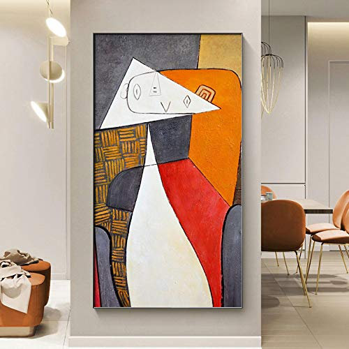 Peintures à l'huile abstraites sur toile de Picasso Célèbres reproductions d'art abstrait, affiches murales et impressions pour décoration de chambre 40x80cm (16x32in) avec cadre