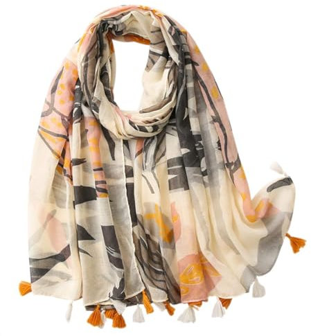 FAIRYGATE Tücher Damen XXL Schal Beige Schals & Tücher für Frauen Weiche Lange Halstuch Blumenschals Sheer Wrap Hautfreundliche Leichte Tuch Große Stola 35008