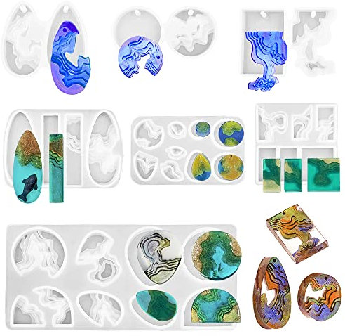 SENHAI 7 Stück Harzformen für Inselanhänger, Ozean-Stil, Epoxid-Silikonformen für Bastelarbeiten, Anhänger, Schlüsselanhänger, Schmuck