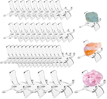 CDIYTOOL 50 Stück Acryl-Dreieck-Präsentationshalter, transparenter Kunststoffplattenhalter, mineralischer Achat, Fossil Korallen-Display-Ständer, Bilderrahmenhalter für Heimdekoration, 3 Größen