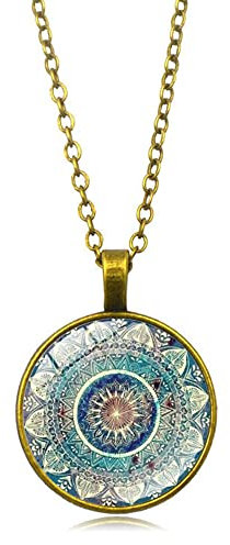 Blume des Lebens Mandala Halskette für Damen Herren mit Anhänger,Lebensblume Kette für Männer Frauen,CQHODFYA Schmuck Geschenkidee,Heilige Geometrie Kette mit 18+2 Verlängerung-Mit Schmuckschachtel