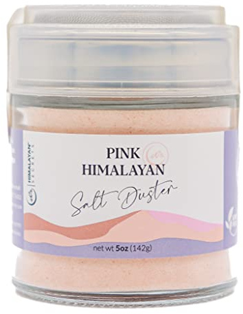 Himalayan Secrets Natural Pink Popcorn Salt Duster in Refillable Screen Shaker - Cooking Powder Salt, Unrefined, Mineral Rich, Bold Flavor, No Additives, Kosher Certified (5 oz)