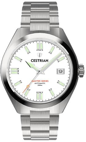Cestrian Master Series weißes Zifferblatt Stahlarmband automatische Herrenuhr
