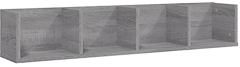 vidaXL CD Wall Shelf - Grey Sonoma - Engineered Wood - Contemporary Floating Shelf for CD/DVD Storage - Home, Living Room, Office, Kids' Room Decor