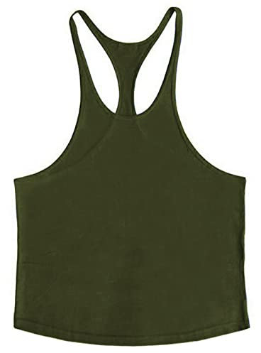 ZUEVI Herren Stringer Tank Tops Muscule Cut Bodybuilding Gym Weste Y-Back Fitness T-Shirts, Grün (Army Green), XX-Large