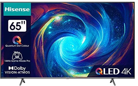 Hisense 65E7KQ PRO 164cm (65 Zoll) Fernseher, 4K UHD, QLED, Smart TV, HDR, Dolby Vision IQ, 144Hz (VRR), HDMI 2.1, Game Mode PRO, Triple Tuner, Alexa Built-In, Dolby Atmos, Dunkelgrau [2023]