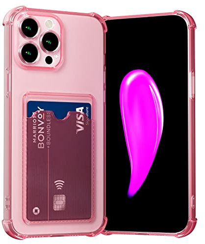 AKABEILA Hülle für iPhone 13 Pro Schutzhülle mit Kartenfach Transparent Silikon TPU Handyhülle Dünn Weiche Stoßfest Flexibel Handy Tasche Bumper Brieftasche Case Cover 6.1