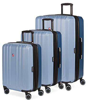 Swiss Gear 8028 Hartschalengepäck, erweiterbar, Hellblau/Marineblau, Checked-Medium 24-Inch, 8028 Hartschalengepäck, erweiterbar