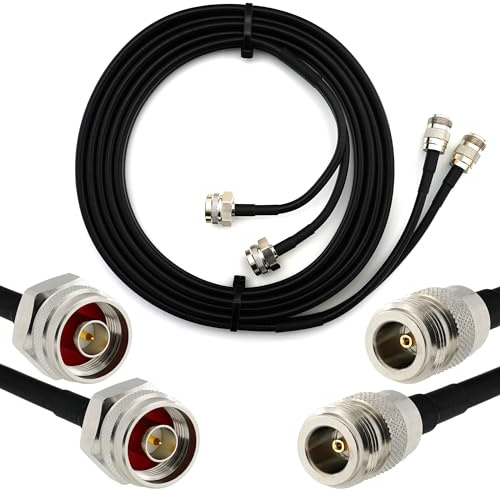 1m N Stecker (Hex Kopf) auf N Buchse Doppel-Koaxialkabel — HF-240 (LMR 240 Äquivalent) Twin Verlängerungskabel Antennenkabel — WiFi RF Antenne GSM LTE 4G 5G 6G Router Signalverstärker Ham CB Funk
