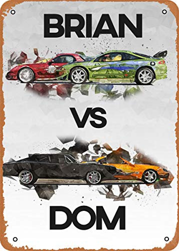 Vintage Metallschild – Iconic Movie Cars The Fast and The Furious I – 20,3 x 30,5 cm Blechschild