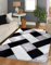 3D Shaggy Rugs Modern Geometric Design Large Area Rugs for Living Room Bedroom Thick Fluffy Floor Mats Small Door Mat (Black white, 160 x 230 cm)