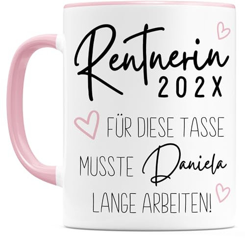 Renteneintritt Geschenk Frau Rentnerin Tasse personalisiert Abschiedsgeschenk Abschied Kollegin Geschenk Kaffeetasse aus Keramik 330 ml