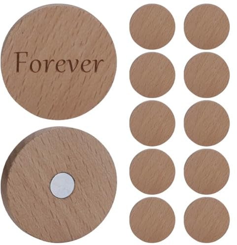 BAOZOON 12 Pcs Wooden Fridge Magnets Laser Engraving Blanks Wood Refrigerator Locker Whiteboard Magnets Office Decorative Magnets, 1.77 x 1.77 Inches(Round)