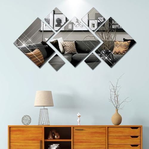 Qiwenr - Espejo de Pared Decorativo con Pegatinas Multiple, Sin Marco, Negro