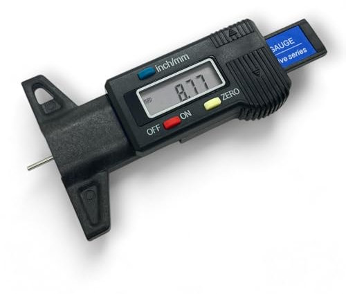 jj-shop24 Digitaler Profiltiefenmesser für Reifen Reifenprofiltiefenmesser Digital LCD Display, Motorrad, Auto, LKW in Zoll/MM Profiltiefenmesser Tiefenmesser Messer Digital Messschieber 0-25.4mm