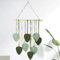 Makramee Wandbehang, Quasten Wandteppich Boho Deko, Makramee Wandteppich mit Holzperlen und Grün Blätter, Tapisserie Wandbehang Boho mit LED-Licht für Schlafzimmer, Wohnzimmer, Kinderzimmer Wanddeko