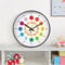 Warmiehomy Kinder Wanduhr Regenbogen Uhr Wand Groß 30cm Bunt Zahlen, Moderne Wanduhr ohne Tickgeräusche, lautlose Lernuhr, Geräuschlose Küchenuhren fürs Kinderzimmer Wohnzimmer Schlafzimmer Schwarz