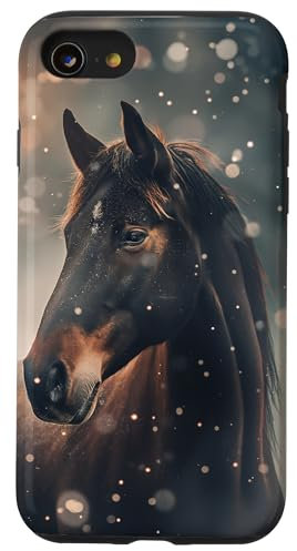 Hülle für iPhone SE (2020) / 7 / 8 Pferd mit Schneeflocken Pferde Mädchen