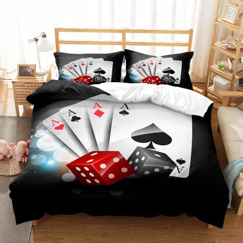 LLSZAHD Copripiumino Matrimoniale 250x200 Setaccio Per Carte da Gioco Copripiumone in Morbida Microfibra Stampato in 3D, Set Biancheria Da Letto con Cerniera Incluso 1 Copripiumini e 2 Federe
