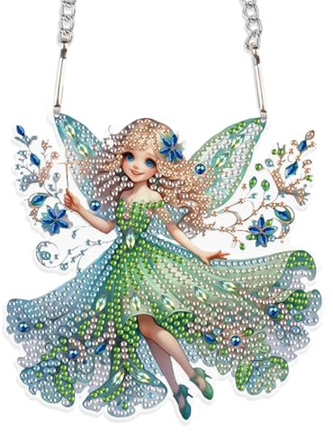 JISHSHAY Diamond Painting Anhänger Elfen Diamant Painting Fensterdeko Feen Diamantmalerei Ornamente Elf Diamant Malerei Fensterbilder Fairy Diamaond Malerei Hanger Elfe Crystal Art Kranz Girlande