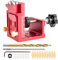 Pocket Hole Screw Jig Kit, Metal Pocket Screw Jig 15 Degree Drilling Locator, Pocket Dowel Hole Jig with Depth Setting Collar and 2 Carbon Steel Drill Bit