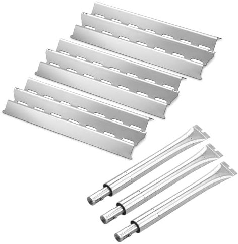 Zemibi Grillersatzteile für Broil King Signet 320, 9468-54, 9865-54, 9468-54, 9468-84, Signet 20, Signet 70, Signet 90, Edelstahl-Grill-Heizplatten und Grillbrenner-Rohr, 3 Stück