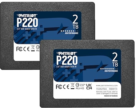 Patriot Memory P220 2TB Internal SSD 2 Pack - SATA 3 2.5 - Solid State Drive - P220S2TB252B