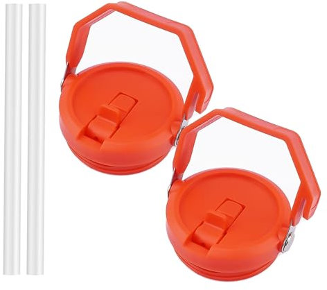 2 Pack 40 oz Tumbler Flip Straw Lid Replacement Fit for 40 oz Stanley Quencher, Leak Proof,Handle On Top,Reusable Tumbler Cover Compatible with 40oz Stanley Quencher (Orange)